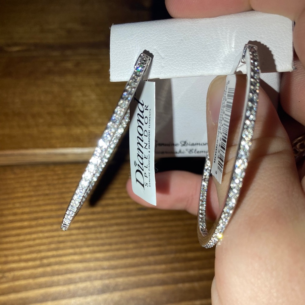 Diamond & Swarovski Element Silver Earrings